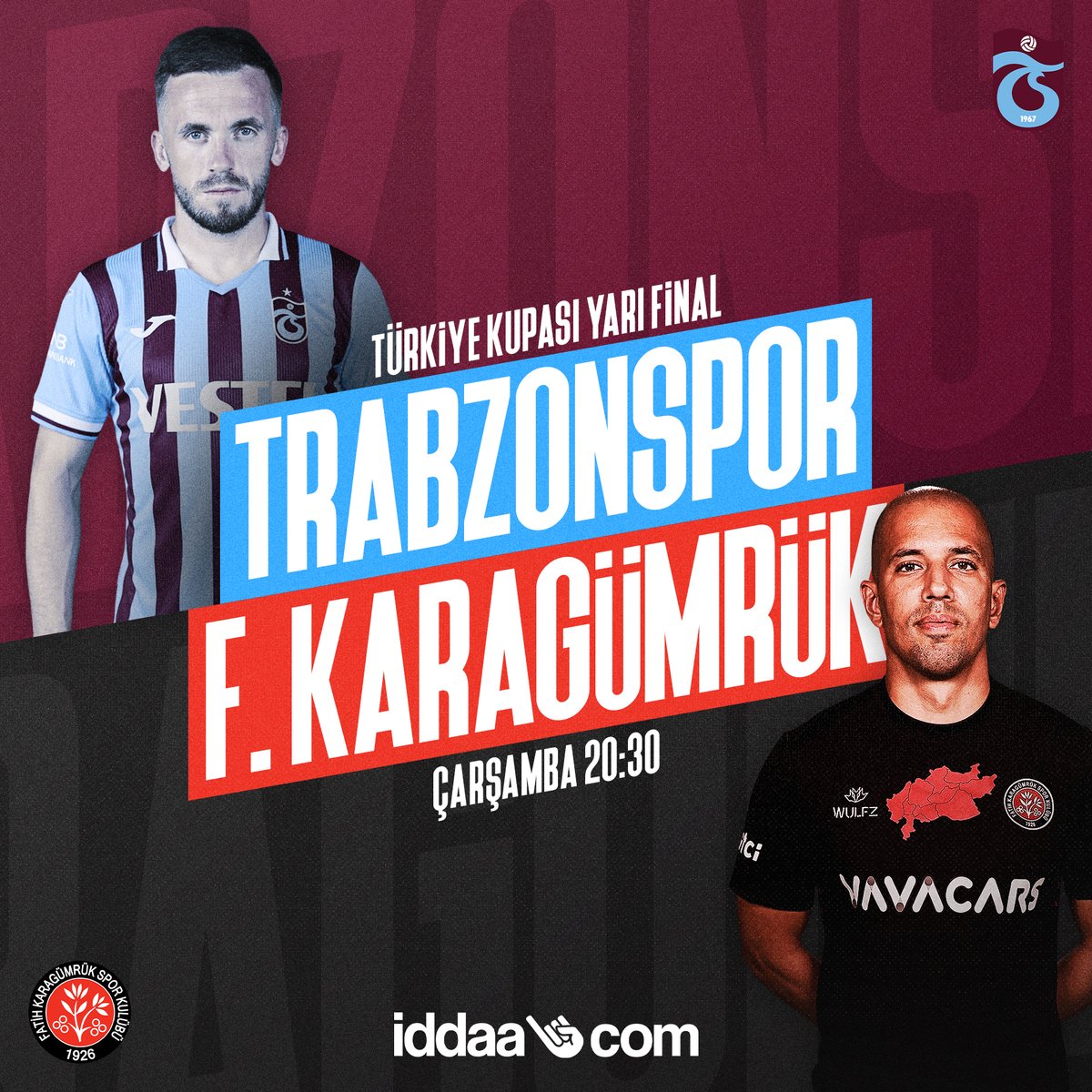 👑 Türkiye Kupası yarı final maçında Trabzonspor ile Fatih Karagümrük karşı karşıya geliyor. Mücadele sadece iddaa.com’a özel Kral Oran ile seni bekliyor!