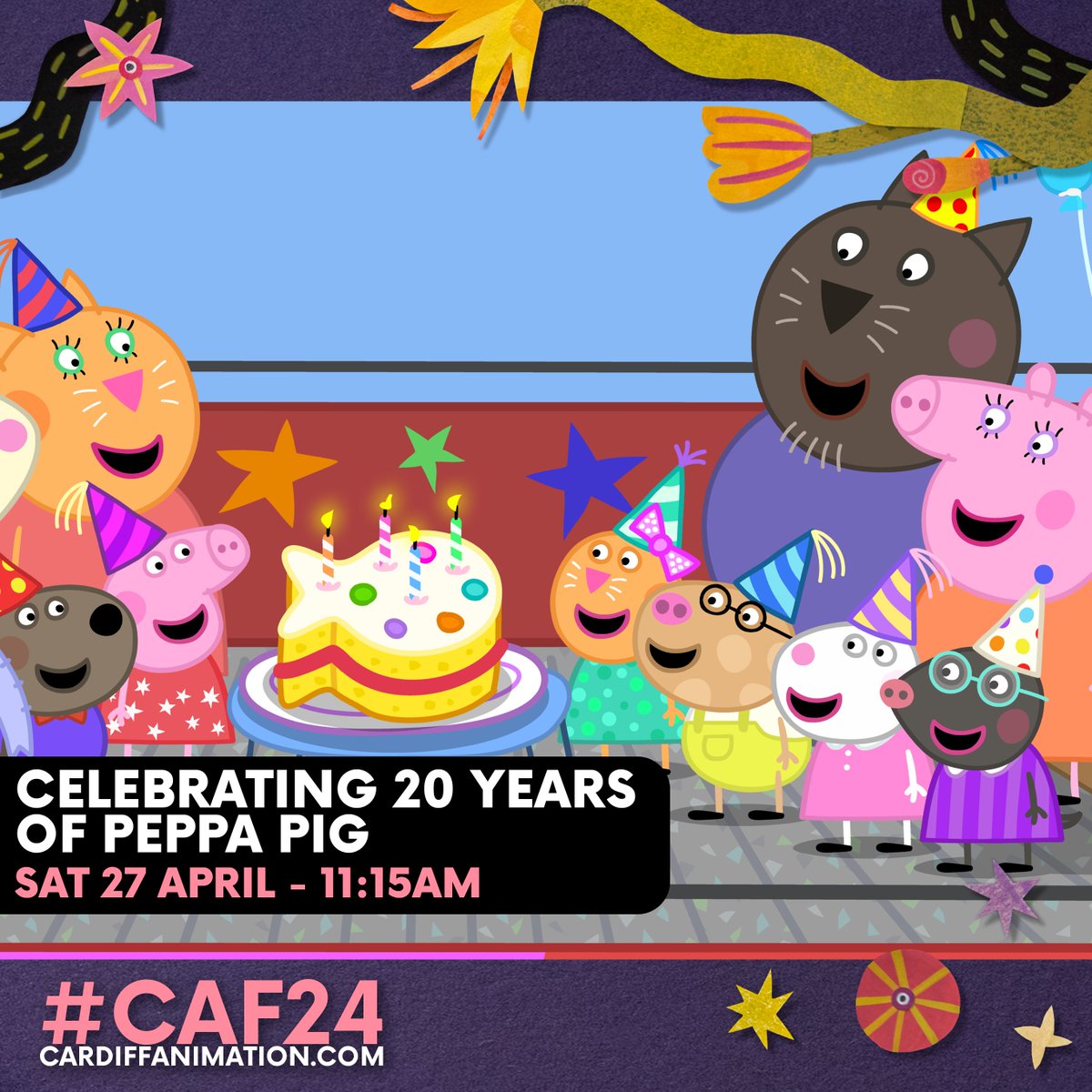 CardiffAnimFest's tweet photo. Peppa Pig is turning 20! Join us in celebrating as we go behind the scenes with @KarrotAnimation producer and co-founder Jamie Badminton and see 4 episodes on the big screen, including the anniversary special!🐷
🗓Sat 27 April
⏰11:15am
📍@chaptertweets
🎟https://t.co/rIzUvlcKgf https://t.co/TqiMYkZ83m