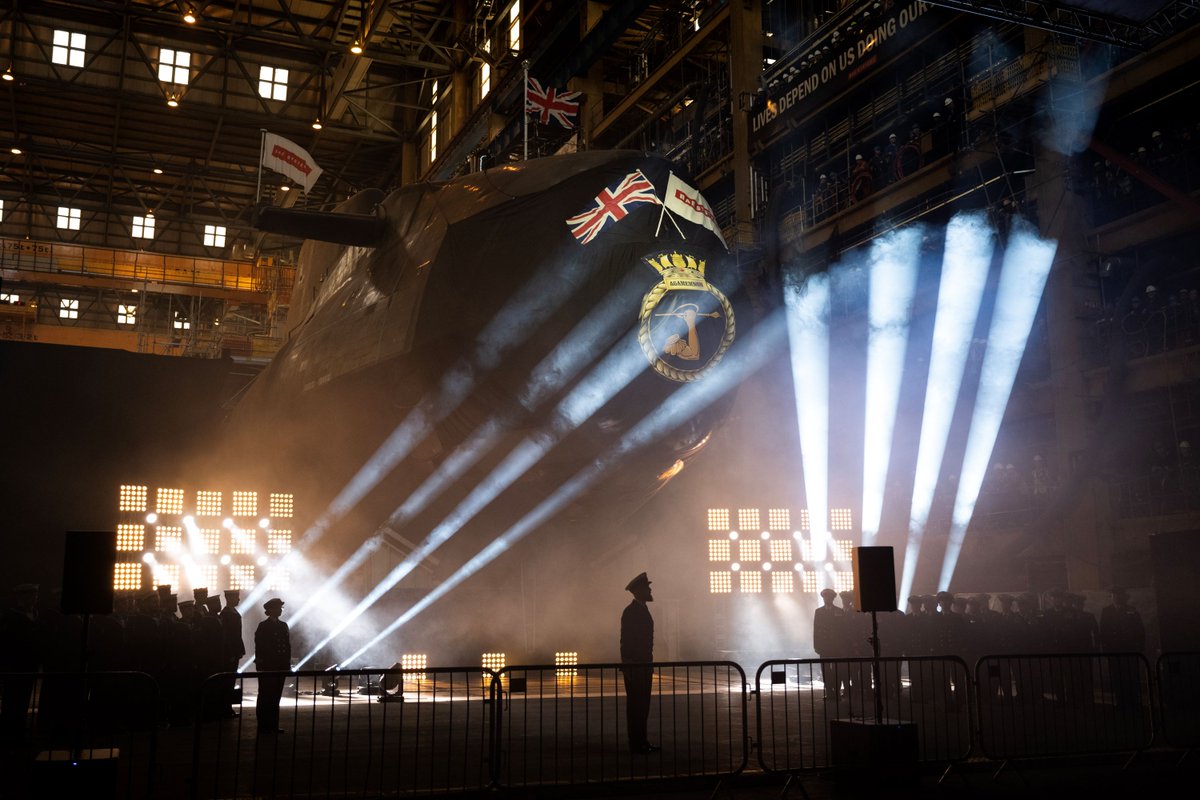 The Royal Navy’s latest Astute Class submarine has been officially named Agamemnon at our Submarines site in Barrow-in-Furness, Cumbria. 🔗Find out more: baes.co/YoAW50RmZkW Learn more about Astute Class submarines 👉 baes.co/VBkW50RmZkV