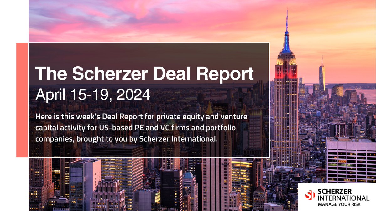 Keep up to date with all the latest in The Scherzer Deal Report - bit.ly/3VGAsLI 

Find out about this week's private equity and venture capital activity for US-based PE and VC firms and portfolio companies: scherzer.com/the-scherzer-d…

#DealReport #DueDiligence