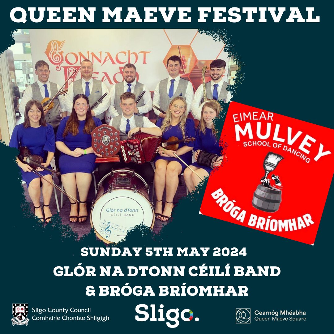 Glór na dTonn, a young Céilí Band with a lively Connacht style of dance music will combine with Bróga Bríomhar, a Sligo based Sean Nós Dancing School at the Queen Maeve Festival! 🎻 A performance that will knock some sparks out of the rig for all to enjoy! 💫