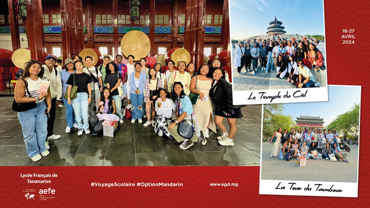 #Multilinguisme 🇨🇳 你好 ! Une vingtaine d'élèves du #LFTananarive de l' #OptionMandarin sont actuellement en #VoyageScolaire à plus de 8500km de Madagascar pour une immersion culturelle et pour renforcer durant ce séjour leur apprentissage de la langue chinoise ! @aefeinfo