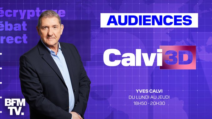 📺#AUDIENCES - Mardi 23 avril 🔴@Calvi3D sur @BFMTV (18h50/20h30) ➡️2% de PDA ➡️328 000 téléspectateurs en moyenne ➡️2,6 millions de téléspectateurs en cumulé ✅LEADER INFO
