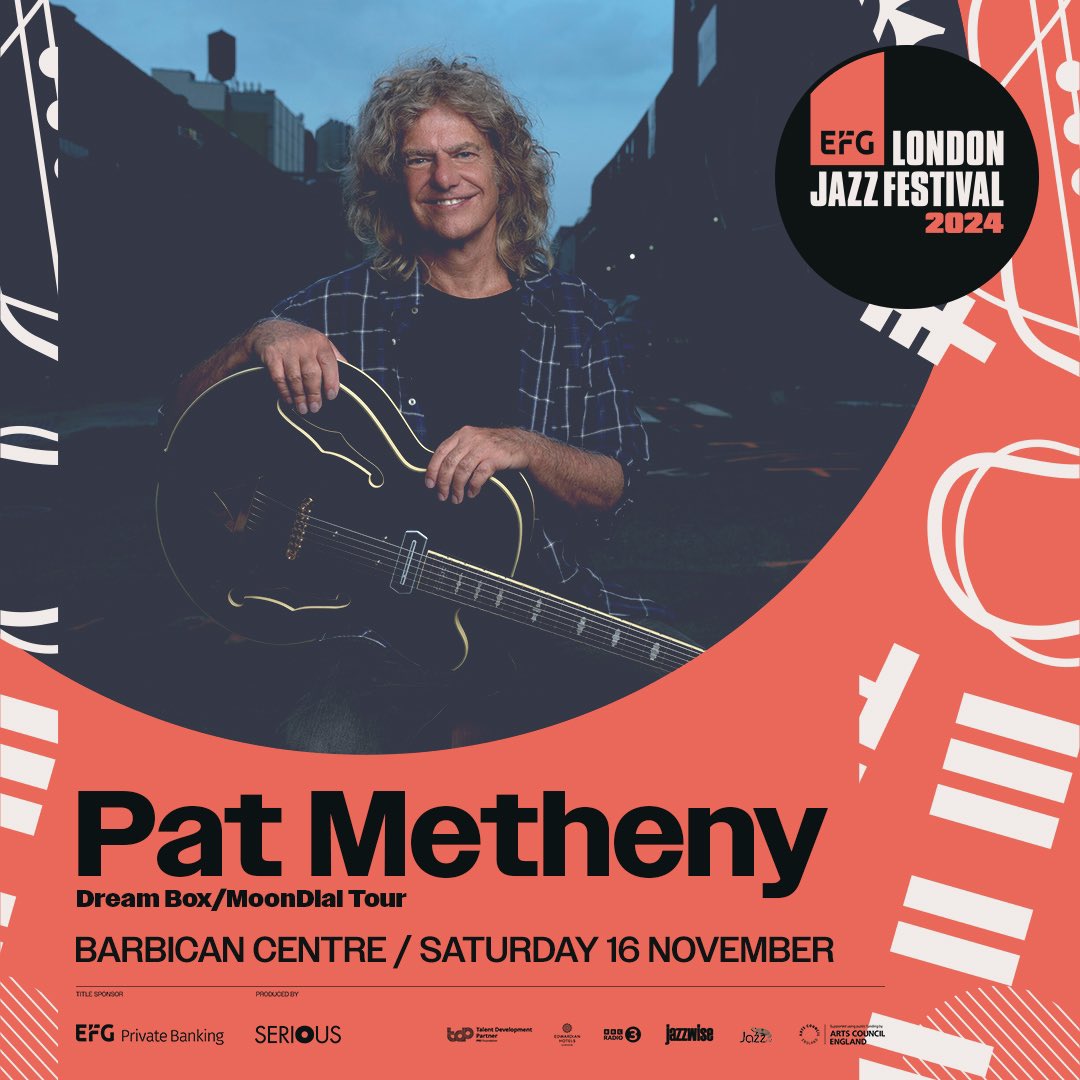 London 🇬🇧! Pat returns to the @BarbicanCentre for @LondonJazzFest on November 16. Tickets On Sale this Friday, April 26 @ 10am efglondonjazzfestival.org.uk