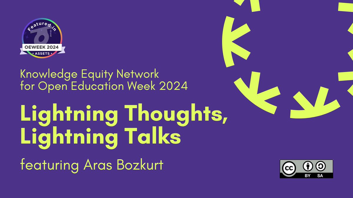 Our latest bonus episode in the Lightning Thoughts, Lightning Talks series features a fantastic contribution from @arasbozkurt on ensuring that the benefits of Open Education extend beyond Higher Education into wider society. youtu.be/h0wamKcHroM