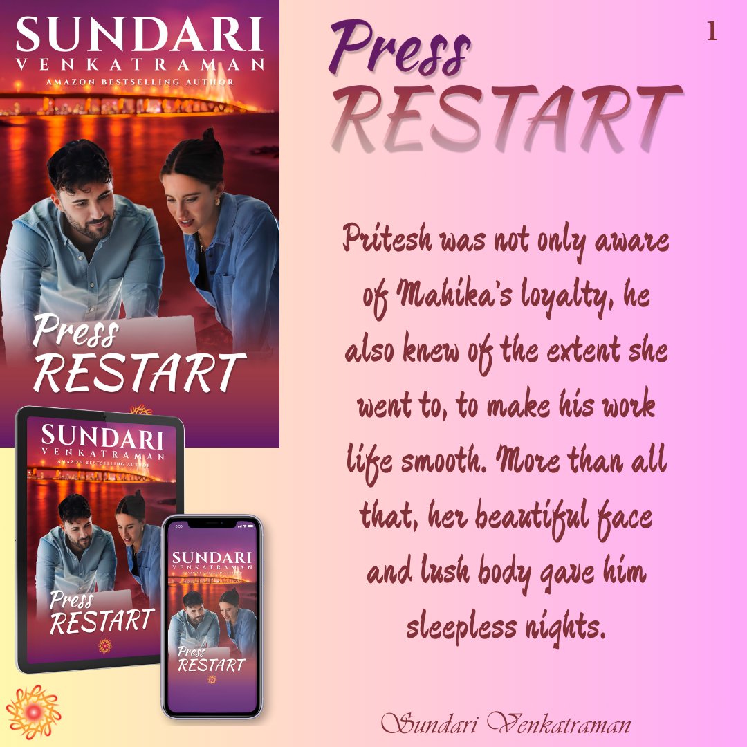 Press RESTART #PressRestart #RomanceNovel #KindleUnlimited #SundariVenkatraman She sighed when he took her right hand in his left one, holding it in a typical waltzing pose, wrapping his right arm around her small waist, pulling her close to his taut body. amazon.com.au/dp/B0D274V9XT