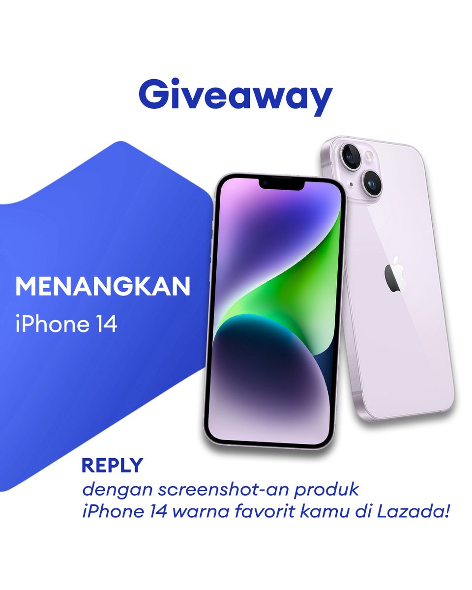 ✨ GIVEAWAY ALERT ✨ 

ADA IPHONE 14 GRATISSSSSSS!  

1. Follow <a href="/LazadaID/">Lazada</a> dan tag 3 teman.
2. Like, RT dan reply screenshot iPhone 14 dengan warna inceran kamu di aplikasi Lazada + alasan mau HPnya dengan hashtag #LazadaGiveaway #LazadaID SEBANYAK-BANYAKNYAA!!

Periode: 24-30 Apr