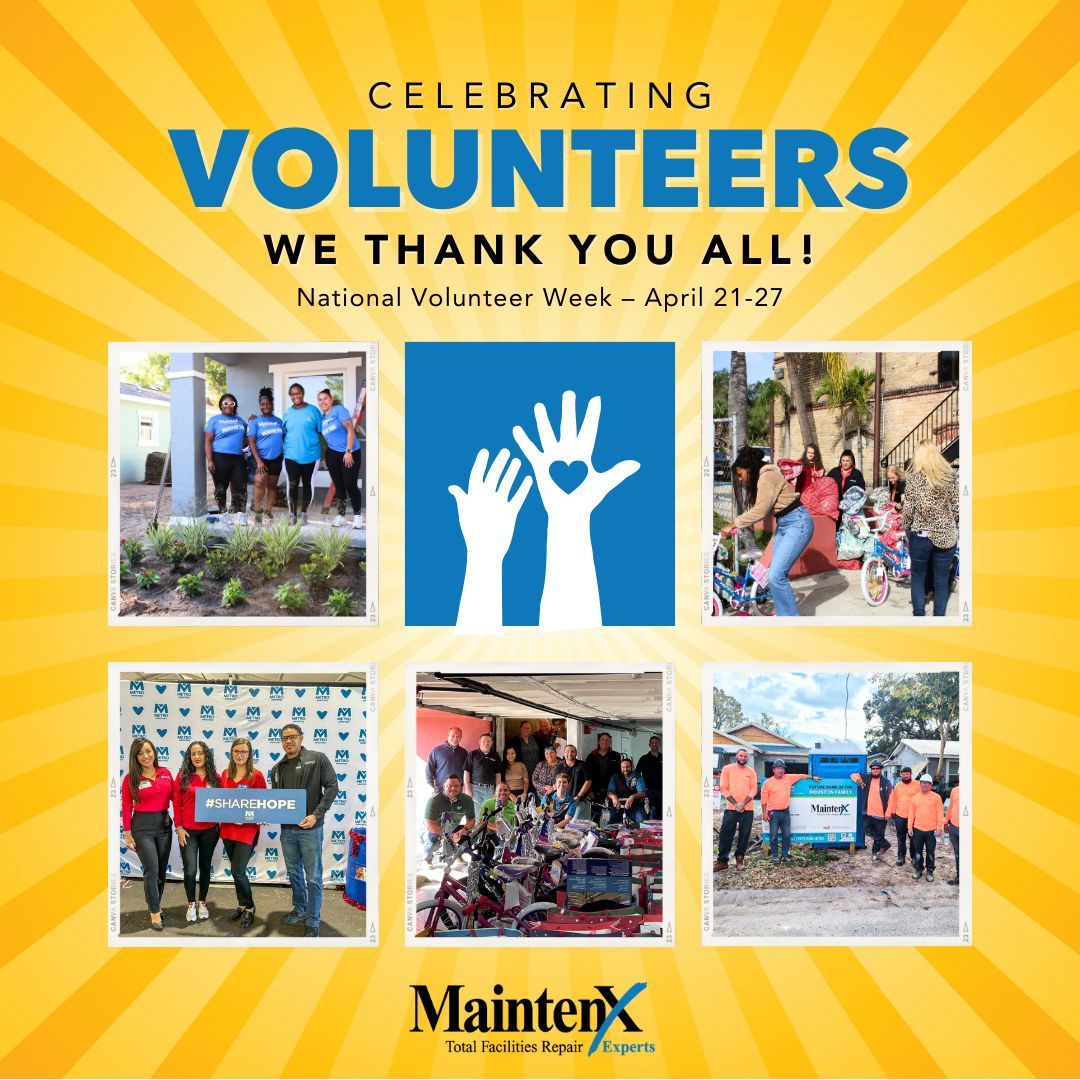 At #MaintenX, we take pride in our volunteer initiatives! Thank you to our awesome team members who make it all possible!

#NationalVolunteerWeek #Volunteer #MaintenXCares #VolunteerWeek #MetropolitianMinistries #HabitatForHumanity #BackpacksOfHope #ShareHope