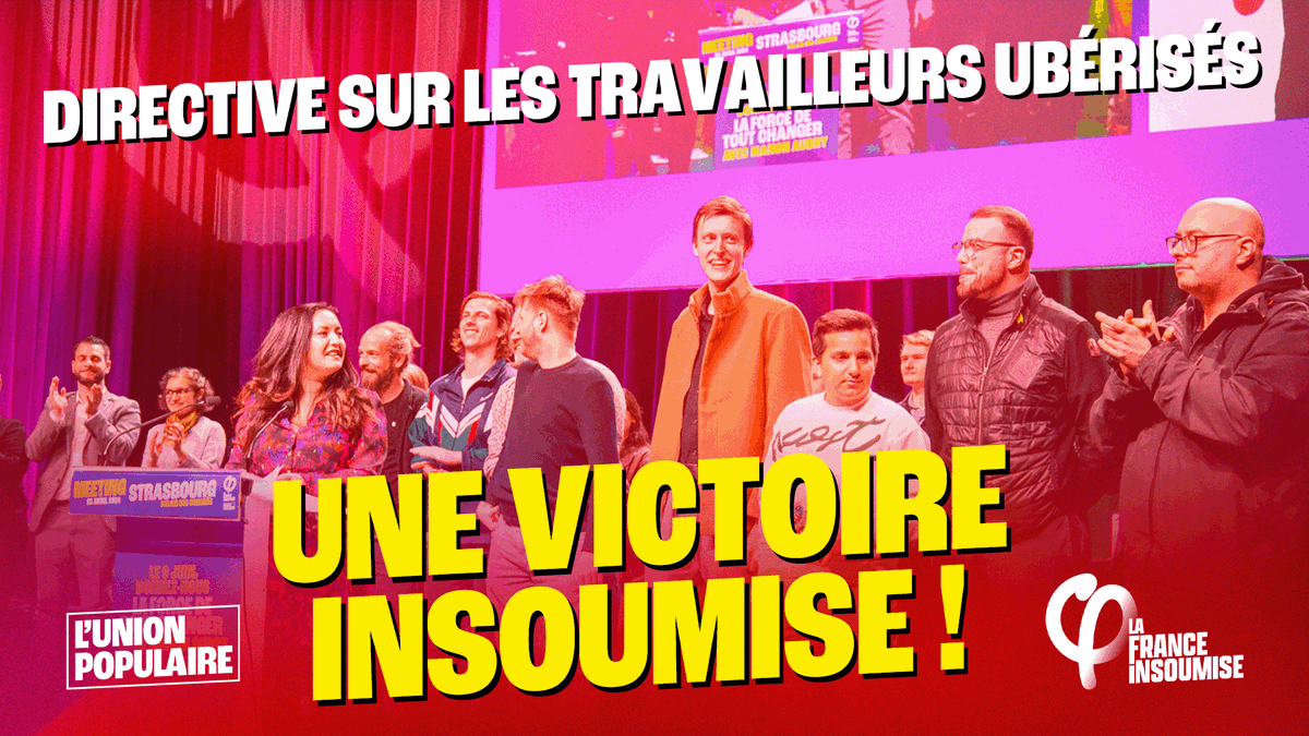 🔴 Directive sur les travailleurs ubérisés. Une victoire insoumise. Après des années de combat contre les lobbys et Macron, l'adoption par le Parlement d'une présomption de salariat pour tous les travailleurs des plateformes est une grande victoire ! Enfin des congés payés, un…