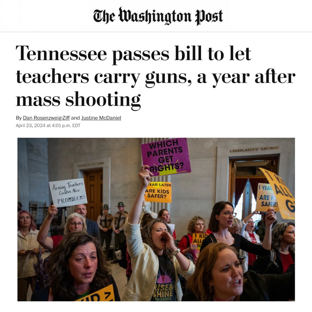 Proving they are completely out of touch with their voters, and utterly ignorant morons, Tennessee Republicans pass a law allowing teachers to “carry guns” without notifying parents! Like always, once a Red State passes a stupid law, others will follow. Soon, the south will be…