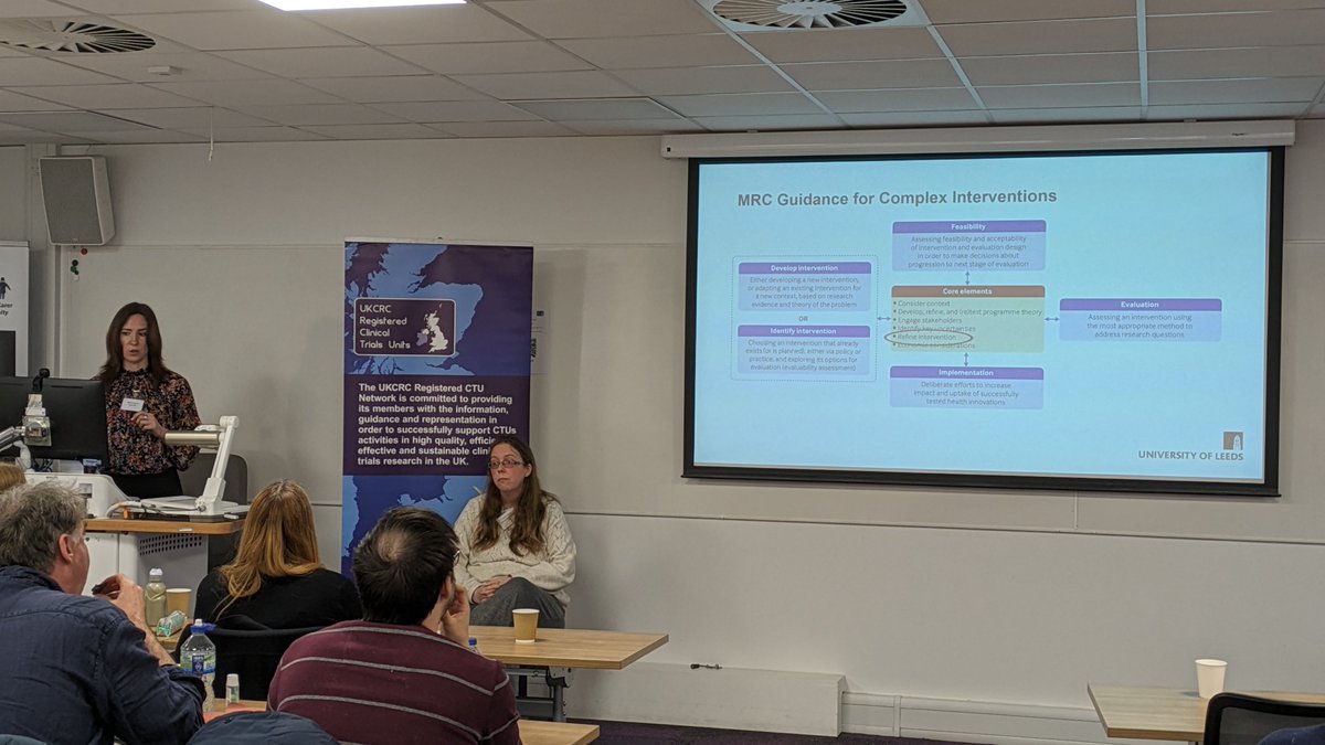 UKCTUNetwork's tweet photo. Rebecca Walwyn &amp; Michelle Collinson @LeedsCTRU discuss their work on complex intervention optimisation.

Don't miss the MOST training course in Leeds in November 2024.

#UKCTUNetwork  #CTUStatsApr24 https://t.co/xSpH2nGmfQ