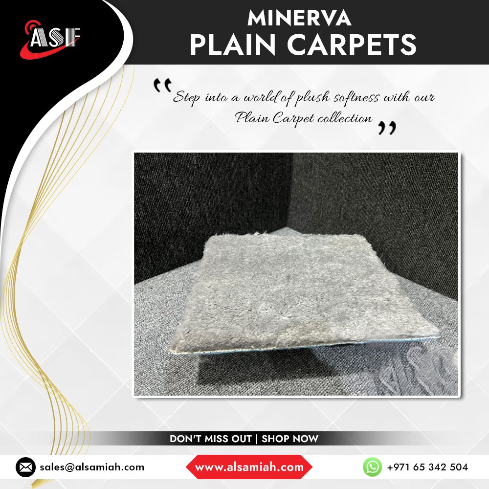 Transform your living space with Minerva Plain Carpets - where premium quality meets affordability. Discover the perfect balance of luxury and budget-friendly options. Shop now to enhance your home!

Contact: +971 6 534 2504
.
#LimitedStocks #BestPrice #HomeUpgrade #BuyNow