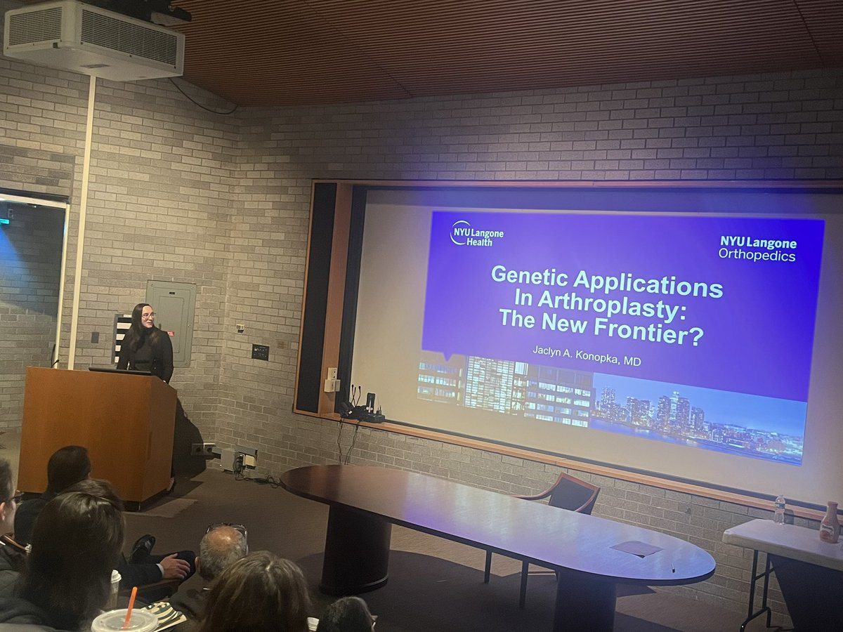 Excellent chief resident talk by Dr Jaclyn Konopka about the application of genetics in #arthroplasty She will he headed to Utah for her arthroplasty fellowship! #meded #orthotwitter