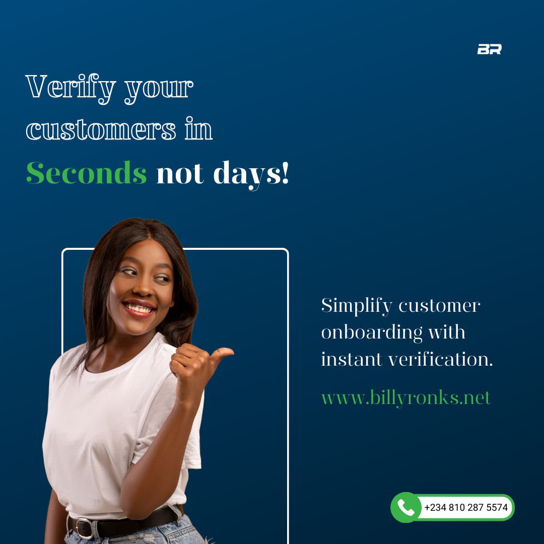 BillyronksLtd's tweet photo. You don't want to lose customers before you gain them. BillyRonks is here to simplify your verification process. With our diverse means of verification, your customers will get a smooth onboarding on your platform.

Reach out today!

Drop a 👍 if you read up to this point. https://t.co/mivM2LkBIx