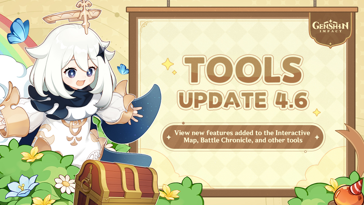 Genshin Impact Tools Update 4.6 Dear Traveler, The Genshin Impact Version 4.6 Tools Update Is Here! View details >> hoyo.link/fV5iFBAL #GenshinImpact4ꓸ6 #GenshinImpact