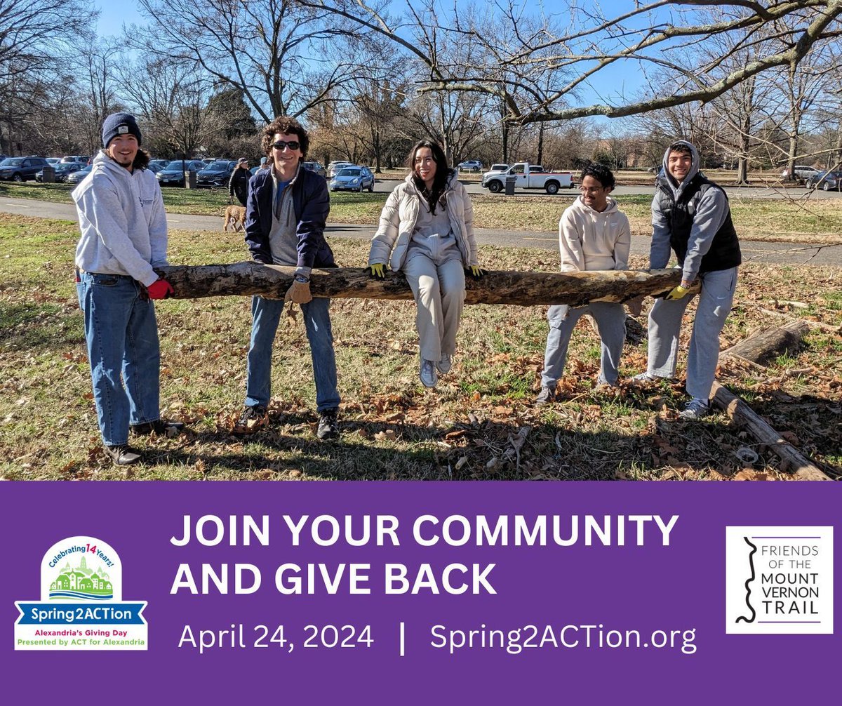 We are taking part in @actforalexandria Spring2ACTion online giving day. Check out our donation page to give back to the Friends of the Mount Vernon Trail
buff.ly/3xYgzWD 

#Spring2ACTion #actforalexandria #alexandriava #donate