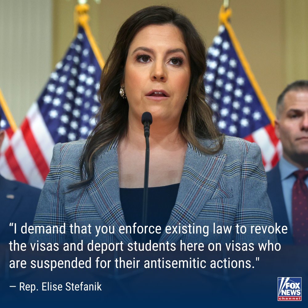 'WICKED IDEOLOGY': Rep. Elise Stefanik uses strong words while calling on the Biden administration to deport terrorist supporters staying in the U.S. on student visas. Why she says it's 'past time' for the government to hold schools accountable: trib.al/q73M3gB