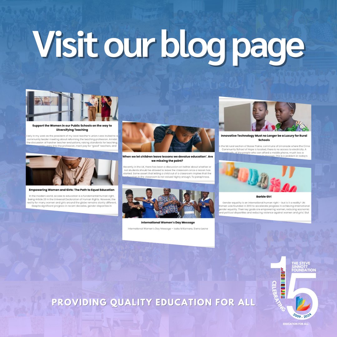 💻️ Explore our range of blogs covering everything from diversifying education, gender equality and development for social actions, updates on our projects and MORE on our website! 📲 Visit our blog page at stevesinnottfoundation.org.uk/blog #EducationForAll #GenderEquality #SDG4
