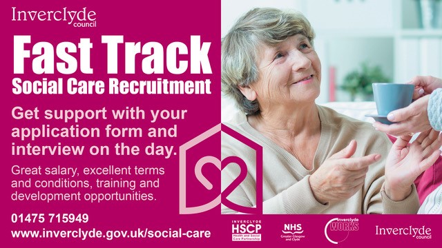 Join our homecare team at our 'fast-track-Friday' recruitment day, this Friday, 26 April. Get support with your application and even interview on the day. For more information 👇inverclyde.gov.uk/social-care #InverclydeWorks #InverclydeCares