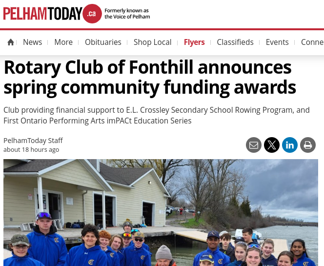 fonthillrotary's tweet photo. Rotary Club of Fonthill announces spring community funding awards
- @PelhamVoice - Apr 23, 2024
https://t.co/9IYTx2B8ua
#RotaryClubofFonthill #Rotary7090 #CreateHOPEintheWorld #ELCrossleyRowing #FirstOntarioPAC https://t.co/qXx5zgo2CM