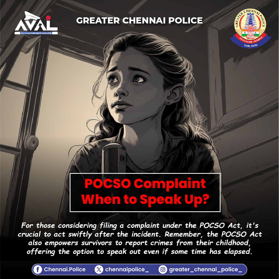chennaipolice_'s tweet photo. Remember, staying silent about a crime is not an option. It's not just a moral duty, but a legal mandate. Report any wrongdoing promptly, as mandated by the POCSO Act. Let's ensure justice prevails.
#அவள் #காவல் #aval #avalbygcp #avalsafety #avalawareness #GCPAVAL https://t.co/qlwnc9ap7d