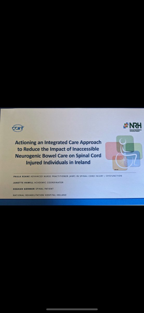 Privileged to present @ICIC24 with Janette Hamill & Eoghan Gorman on reducing the impact of inaccessible neurogenic bowel care for #SCI population.
