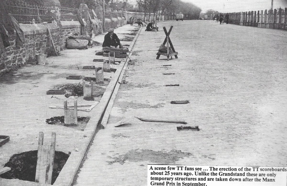 Erection of scoreboards after winter storage early 60's via Barry Wood #tt @ttracesofficial #isleofman #manx