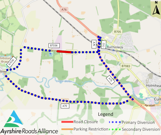 Resurfacing works - Barony Road Auchinleck - ara.roadsonline.co.uk/ARA/TTRO/EAC10… - 27 April to 5 May 2024 - Road closed between 8:00am - 8:00pm Saturday to Sunday each week - View all restrictions ara.roadsonline.co.uk/ARA/TTRO/Map @EastAyrshire @southayrshire