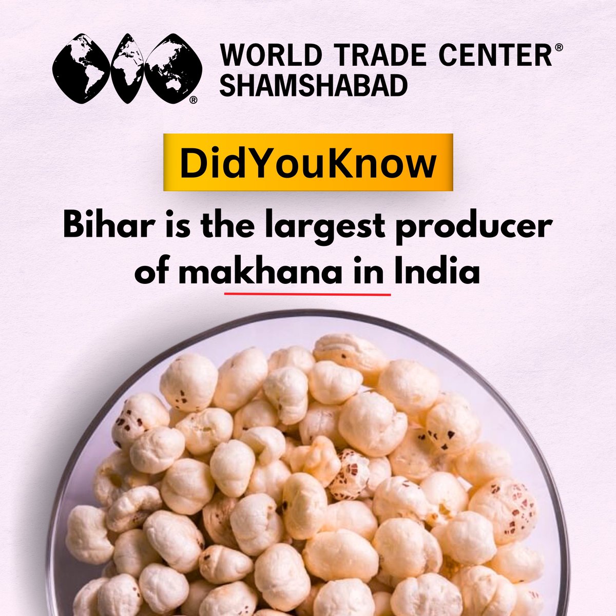 𝗗𝗶𝗱 𝗬𝗼𝘂 𝗞𝗻𝗼𝘄?

Bihar produces 90% of the world's fox nuts (Makhana).

Nearly 200 metric tonnes of Makhana is exported annually.

#FoxNuts #Makhana #agriculture #DidYouKnow #Bihar #WorldsLargestProducer #HealthySnacks #Superfood #Export #growth #GlobalTrade #trade