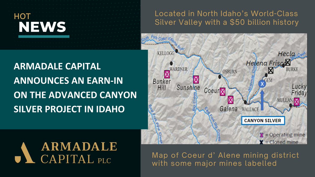Armadale Capital plc (@armadalecapital) on Twitter photo <a href="/ArmadaleCapital/">Armadale Capital plc</a> is pleased to announce the earn-in on the advanced Canyon Silver Project in North Idaho!
The Canyon Silver transaction creates a significant opportunity, with near-term revenue opportunities.
Click to read more👇
polaris.brighterir.com/public/armadal…
#ACP #Silver <a href="/ArmadaleCapital/">Armadale Capital plc</a> is pleased to announce the earn-in on the advanced Canyon Silver Project in North Idaho!
The Canyon Silver transaction creates a significant opportunity, with near-term revenue opportunities.
Click to read more👇
polaris.brighterir.com/public/armadal…
#ACP #Silver