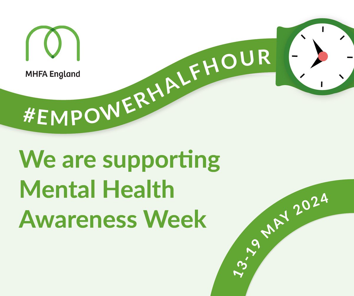 🧠We're proud to support #MentalHealthAwarenessWeek This year we're encouraging everyone to take part in an #EmpowerHalfHour - simple grounding and connecting exercises to help promote mental wellbeing. ⏰What will you do with your Empower Half Hour today? @MHFAEngland