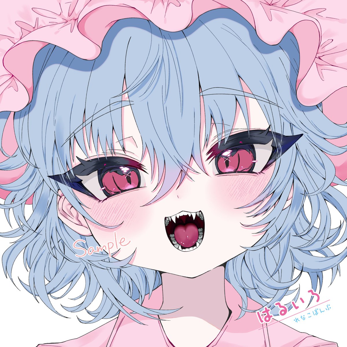 remilia scarlet 1girl solo looking at viewer blush smile open mouth short hair  illustration images