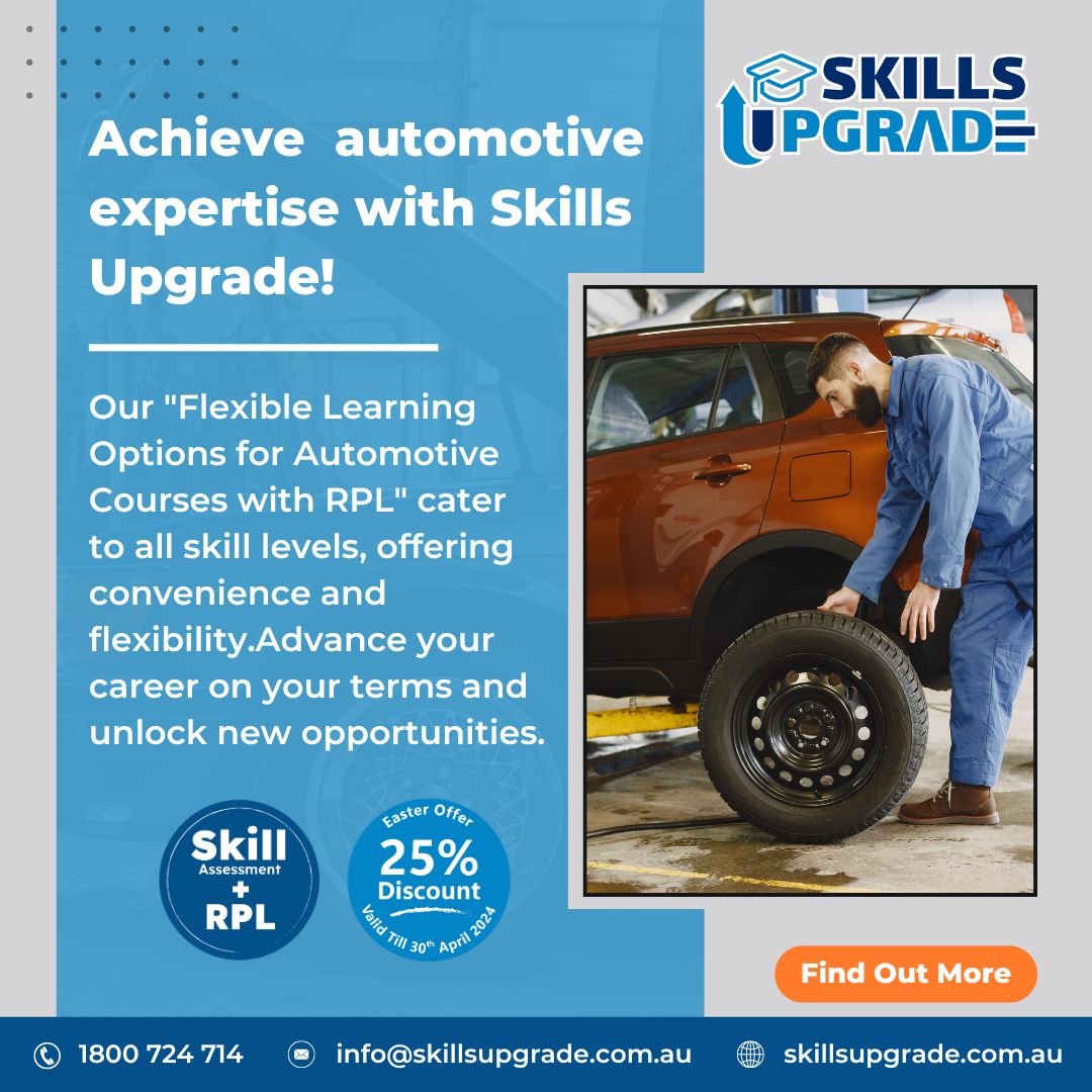 Gain mastery in automotive skills with Skills Upgrade! Our 'Flexible Learning Options for Automotive Courses with RPL' accommodate all proficiency levels, ensuring convenience and flexibility. 
skillsupgrade.com.au/automotive-cou…
#SkillsUpgrade #AutomotiveExpertise #FlexibleLearning