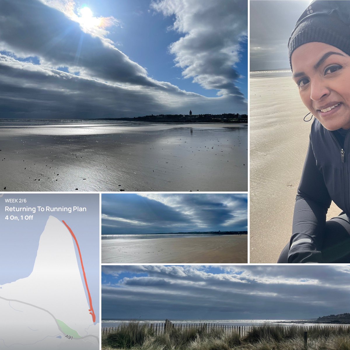 A beach walk run with #runnacoach today. Week 2 of a return to run programme. It was tough, my legs felt heavy! It was also very windy. The hardest part was getting out of car! Once out, I just did it & felt amazing afterwards. Love that beach 💙🌊 #running @sweatybetty
