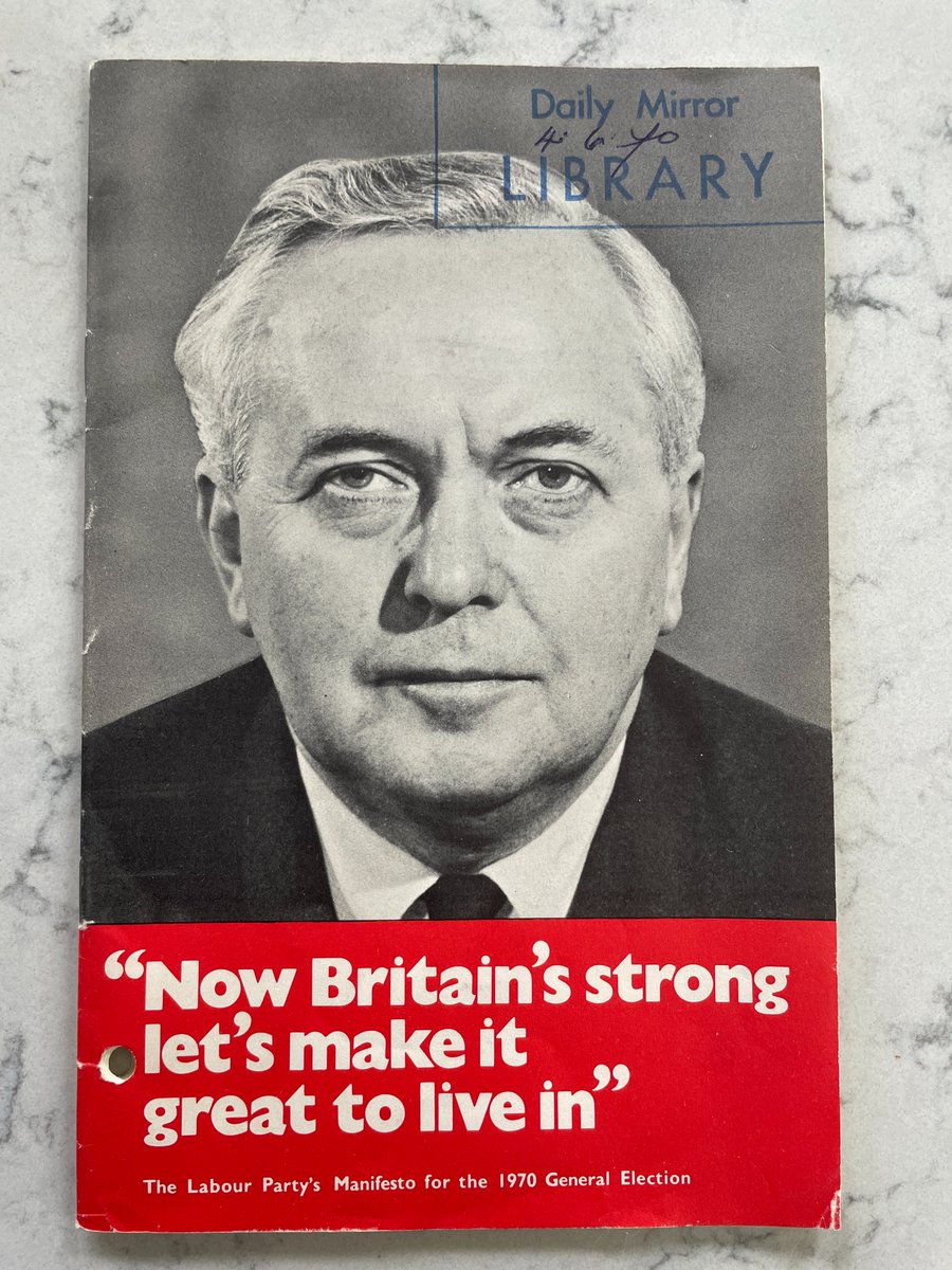 When they closed the Daily Mirror library a few years back I rescued a box of old political documents ... a thread for manifesto geeks starting with this - in 1970 Labour's Harold Wilson were ahead in the polls by 12 per cent but lost to Edward Heath's Conservatives🧵