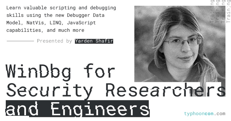 typhooncon's tweet image. 🌪️ We’re excited to announce the first training session for #TyphoonCon24: “WinDbg for Security Researchers and Engineers” by @yarden_shafir.
Learn more and register: typhooncon.com/windbg-for-sec…