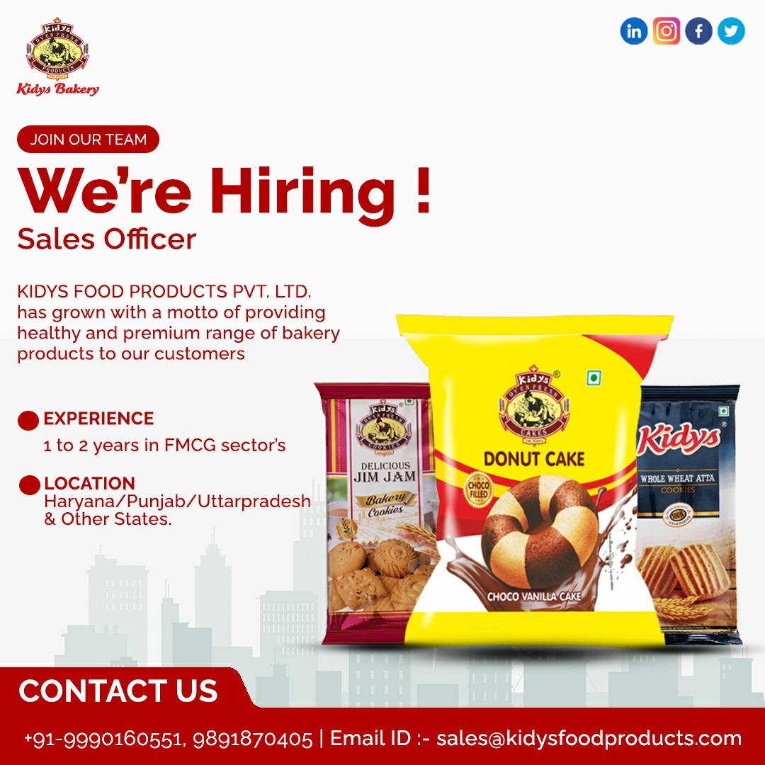 🌟 Join Our Team! 🌟

We're on the lookout for a Sales Officer at KidysFoodProducts!

🔍 Experience: 1-2 years in FMCG 🛒
📍 Location: Haryana, Punjab, and beyond 🌏

#NowHiring #SalesJobs #FMCGCareers #JoinOurTeam #OpportunityKnocks #CareerGrowth #HaryanaJobs
