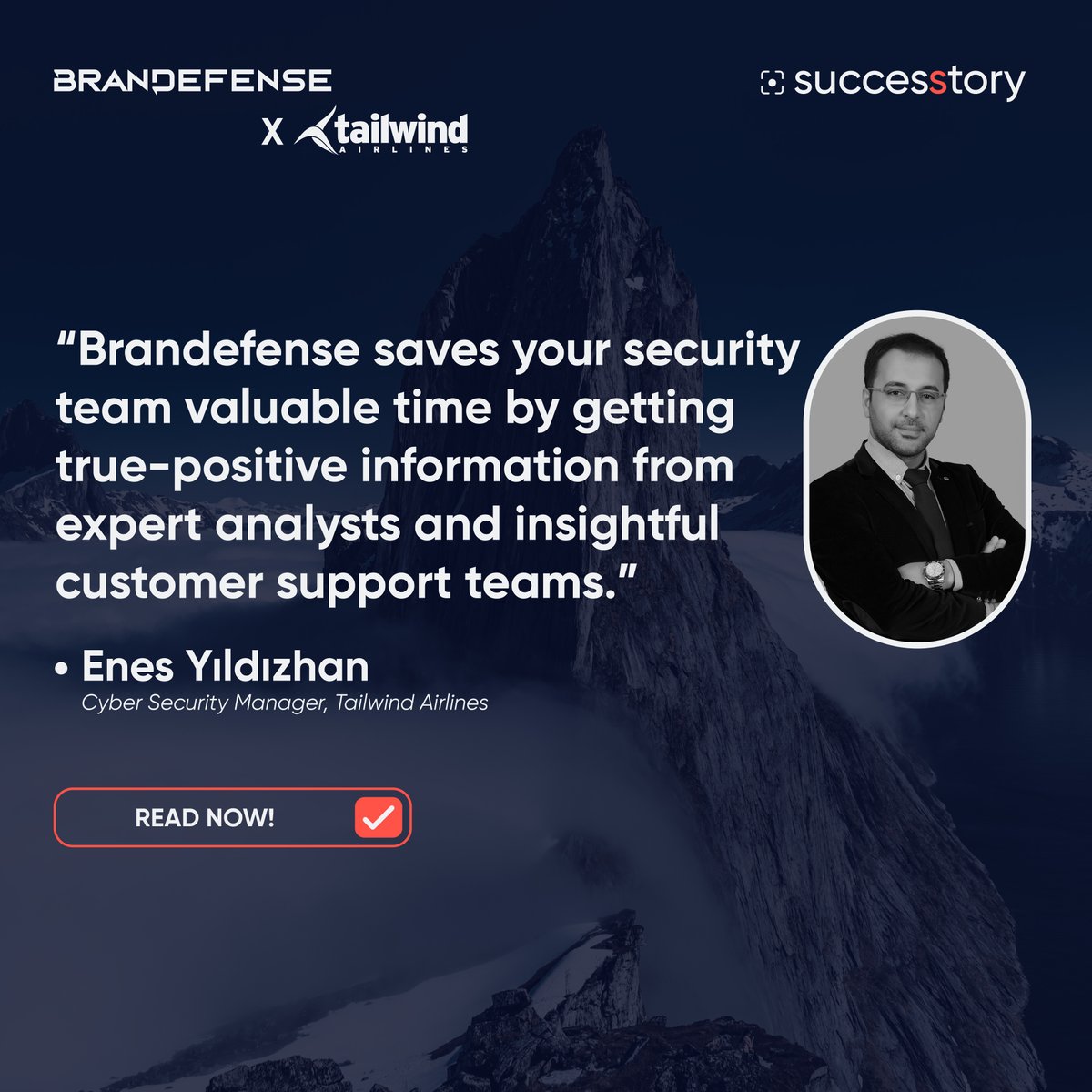 Q: Why does an airline company need a digital risk protection solution?

Q: What are their challenges?

Enes YILDIZHAN is the Cyber Security Manager at Tailwind Airlines and answered all your questions in your mind.

👉 brandefense.io/wp-content/upl…

#customerstory #testimonial