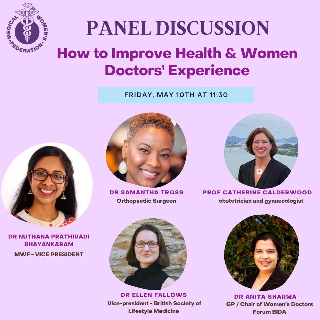 Join us on May 10th for panel discussion focused on improving health and enhancing the experience of women doctors! Chaired by Dr. Nuthana, Vice President MWF, this event brings together prominent medical professionals. Get your tickets now! #HealthPanel #mwf #medicalwomen