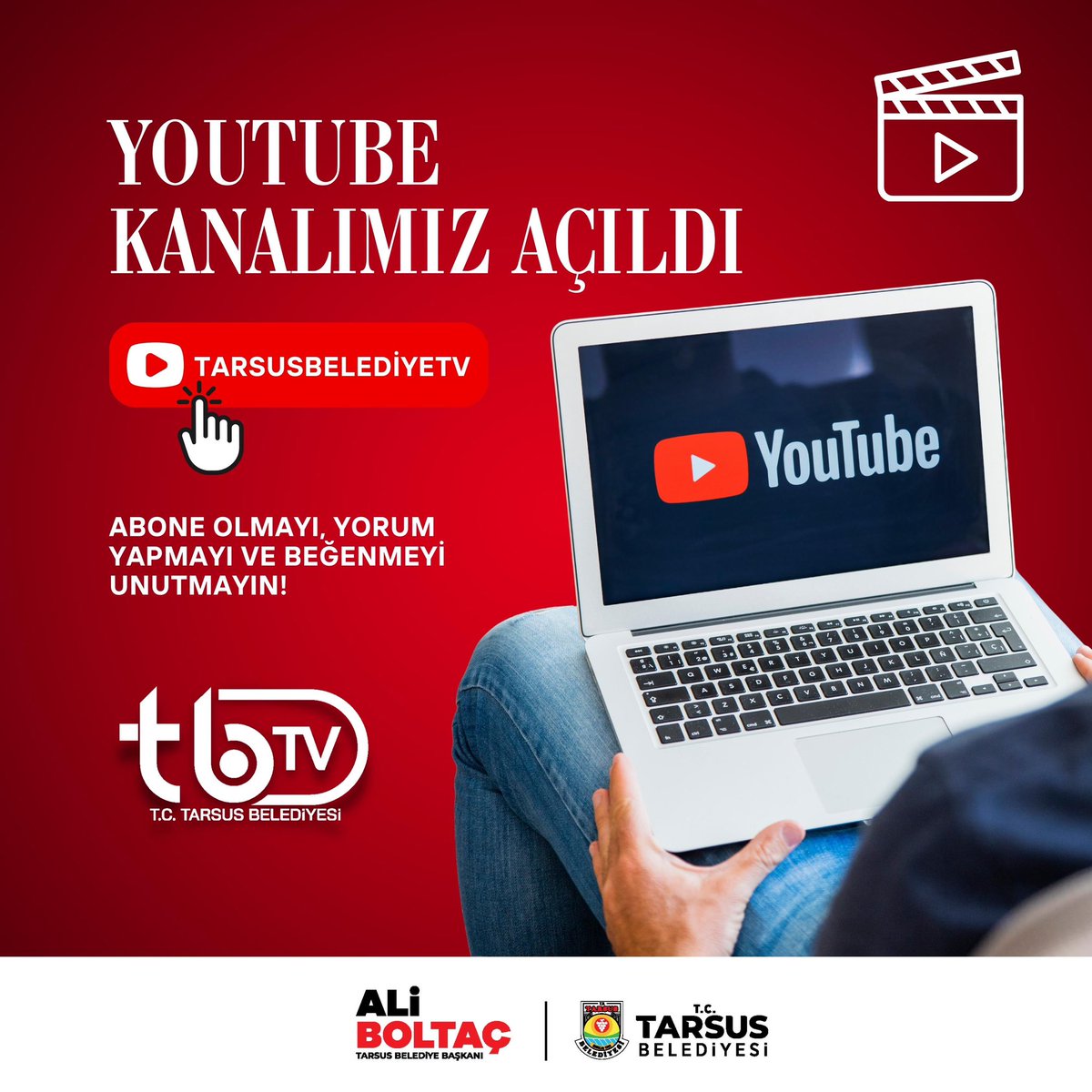 Tarsus Belediyesi olarak yeni YouTube kanalımızı açtık! ‘’TARSUS BELEDİYE TV’’🎥🎤 Tarsus'a dair içerikler, hizmetlerimiz, projelerimiz ve yerel gündem hakkında videolarımıza ulaşmak için 'TARSUS BELEDİYE TV' kanalına abone olun! İşte abone olmak için link:…