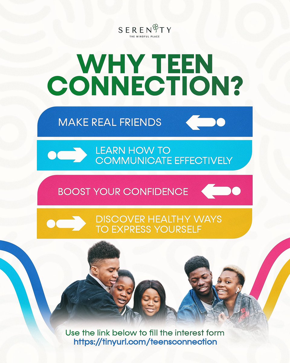 Strong connections = happy teens! ⁣

At SerenityNG, we know how important it is to have a supportive network during your teen years.

Want to be part of a supportive teen community?
Click the link in the bio to fill the interest form! ✨

#abujabusinesses #abujamoms