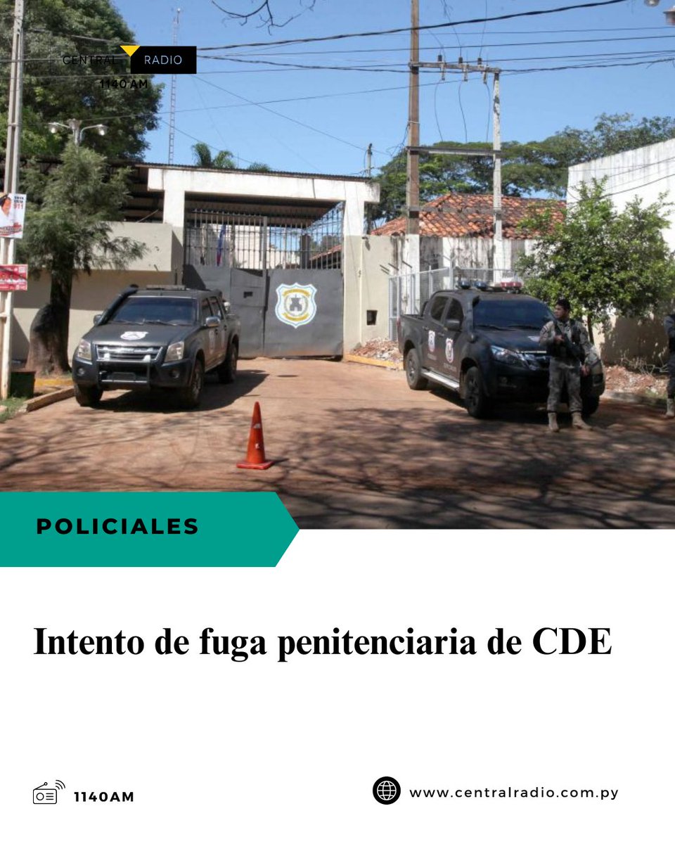 centralradiopy's tweet photo. #IntentoDeFuga 🚔 | El jefe de prevención de Alto Paraná, Crio. Miguel Pérez, revela detalles sobre un intento de fuga en el penal de CDE.
📌 Se refaccionó un área adyacente a la Dirección de Policía para baño de visitas, donde intentaron abrir un boquete en la pared.
#1140AM https://t.co/kaG4bD4GB1