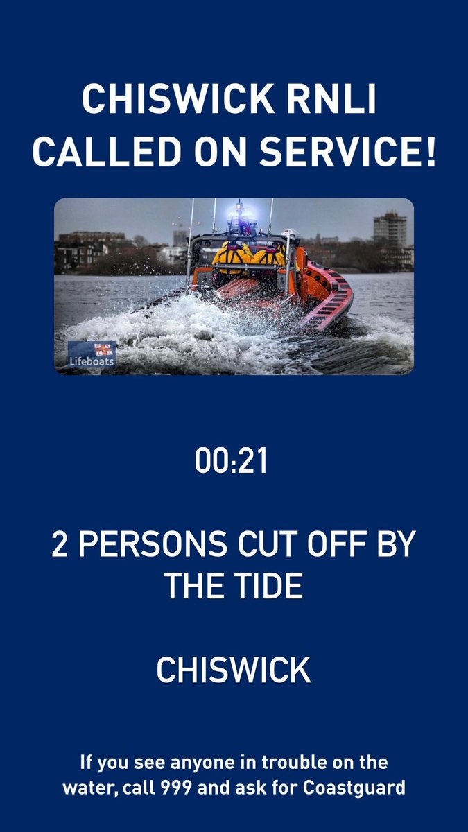 Chiswick lifeboat launched on service! (Click picture for details - Chiswick) #SAR #Lifeboat #London #RNLI @RNLI #Rescue #savinglivesatsea