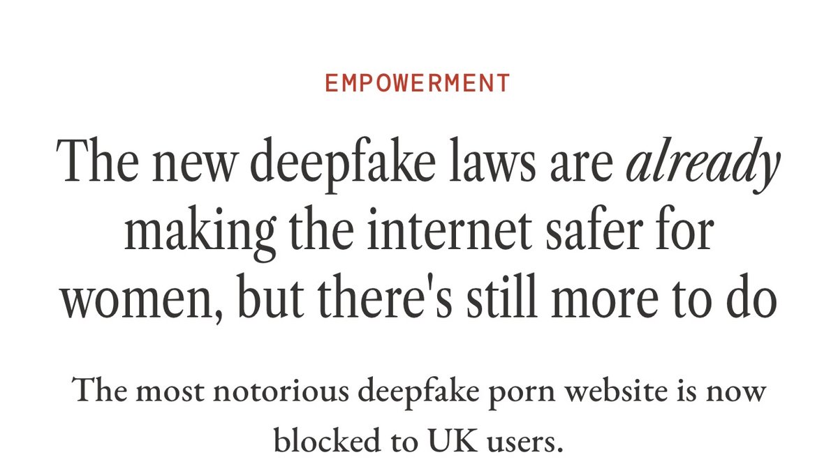 New: My comment welcoming the plans to criminalise creating deepfakes, but setting out essential next steps. We need a straightforward, comprehensive criminal law that enables us demand more from internet platforms. Thanks @GlamourMagUK 
glamourmagazine.co.uk/article/new-de…