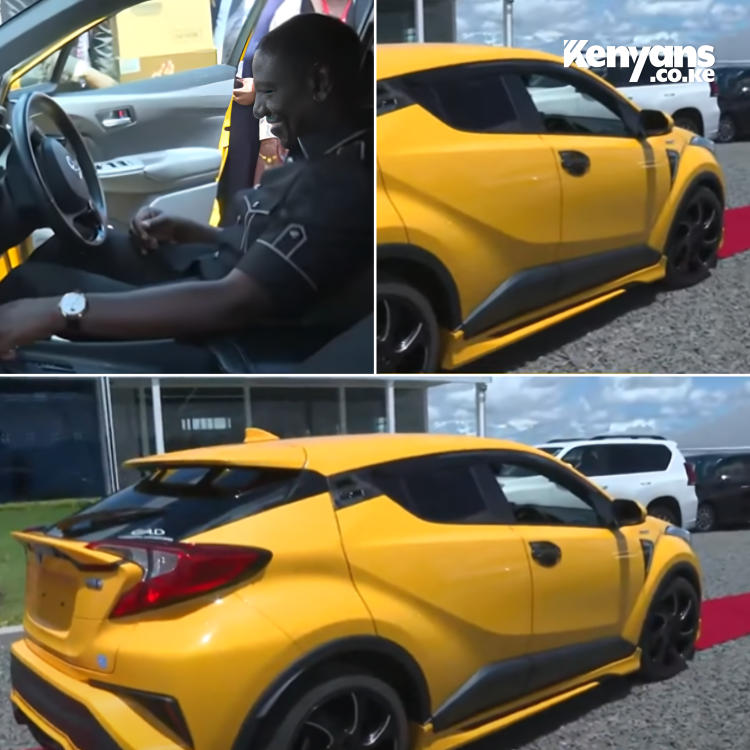 Kenyans's tweet photo. President Ruto buys a new car during the launch of Jumbo Auction Center in Naivasha, asks for invoice with all the taxes included https://t.co/igzmB1j2WK