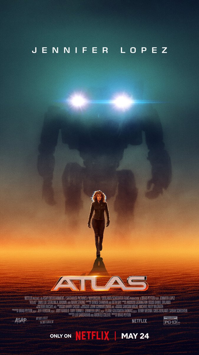 New Trailer and Poster for Sci-Fi Thriller ATLAS, Starring Jennifer Lopez

themoviewaffler.com/2024/04/atlas-…

#Atlas #trailers #film #movies #Netflix #JenniferLopez #SimuLiu #SterlingKBrown #MarkStrong #BradPeyton #SciFi