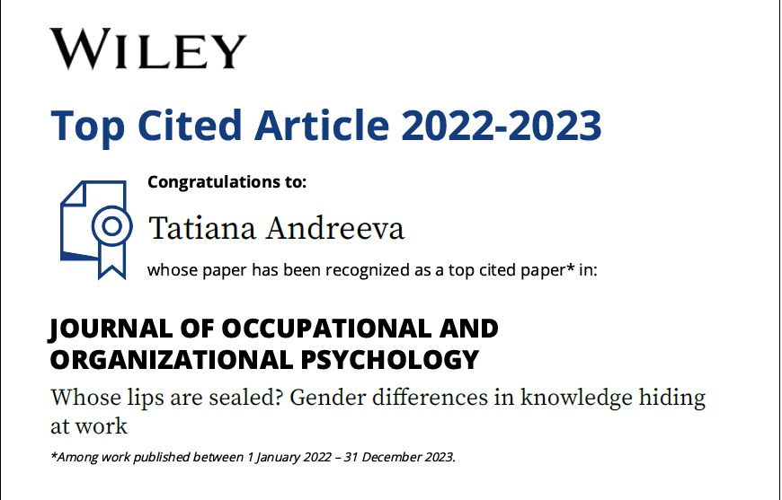 andreevate's tweet photo. wonderful news - our paper with @paoInMilan on how #gender impacts #knowledgehiding received a #topcited paper award! Want to know what we found? Links in the comment + I'll be sharing the insights from it at the @ksummitdublin this June @MU_Business @MaynoothUni @WileyGlobal https://t.co/bsXPbI3Rmt