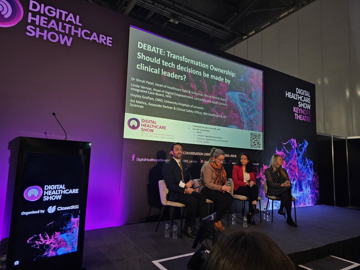 Dr Alisdair Smithies, FBCS, LFEDIP (@alismithies) on Twitter photo Great to see see <a href="/DigHealthLeader/">The Digital Health Leadership programme</a> <a href="/NHSDigAcademy/">NHS Digital Academy</a> alumni <a href="/HayleyGrafton/">Hayley Grafton</a> on the panel at the Digital Healthcare Show today! Transformation ownership: should tech decisions be made by clinical leaders? Great to see see <a href="/DigHealthLeader/">The Digital Health Leadership programme</a> <a href="/NHSDigAcademy/">NHS Digital Academy</a> alumni <a href="/HayleyGrafton/">Hayley Grafton</a> on the panel at the Digital Healthcare Show today! Transformation ownership: should tech decisions be made by clinical leaders?