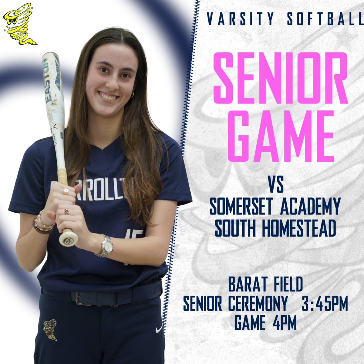 Head down to the Barat Field this afternoon to cheer on the Cyclones at their Senior Game! #gocyclones #softball #cssh #carrollton #WeAreSacredHeart