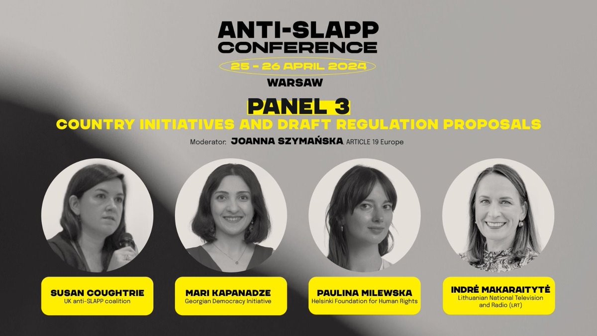 Do not hesitate to join us tomorrow on the anti-SLAPP conference in Warsaw! I’ve a pleasure to speak in a panel moderated by @joa_szy from @article19org along side with @skcoughtrie Mati Kapanadze and Indre Makaraityte. Check out our program: hfhr.pl/aktualnosci/ko…